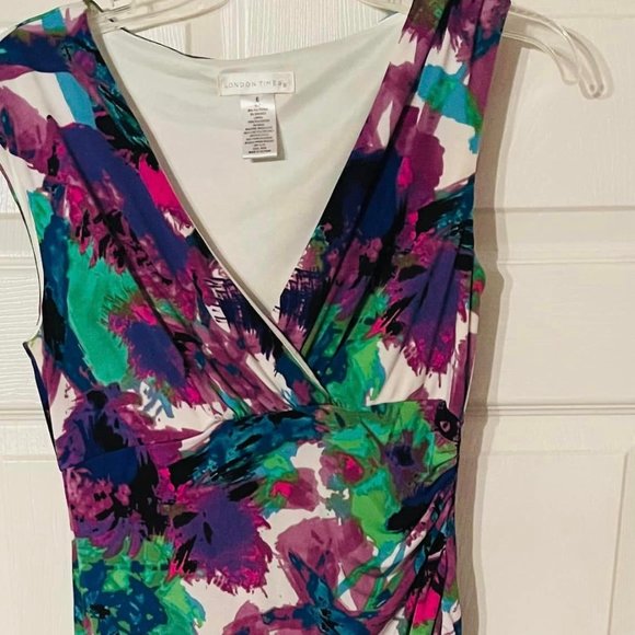 Women's Dress London Times Floral size 6 polyester spandex good used condition - Picture 1 of 8